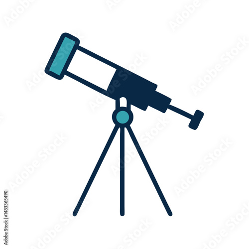 Telescope on Tripod Icon Representing Astronomy Observation and Stargazing Equipment