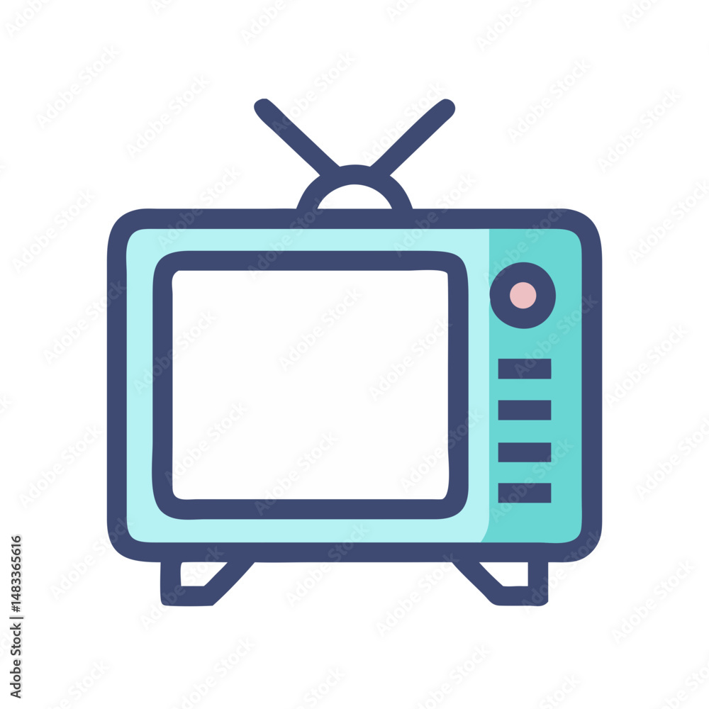 Television Set Icon Representing Broadcast Media and Home Entertainment Device