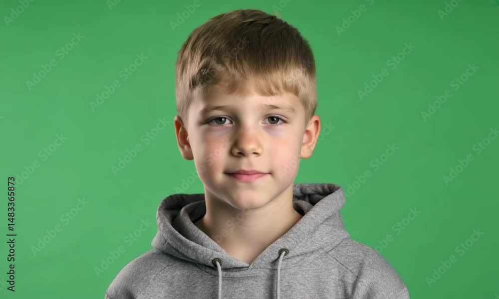 Content Boy's Portrait: A captivating studio portrait of a young boy with a serene expression, emanating a sense of innocence and purity against a seamless backdrop Content Boy's Portrait: A captivating studio portrait of a young boy with a serene expression, emanating a sense of innocence and purity against a seamless backdrop