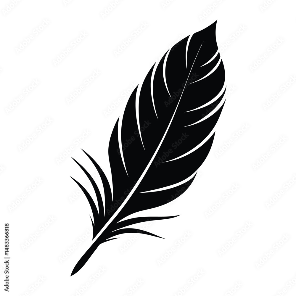Obraz premium Feather silhouette light and delicate vector on white background