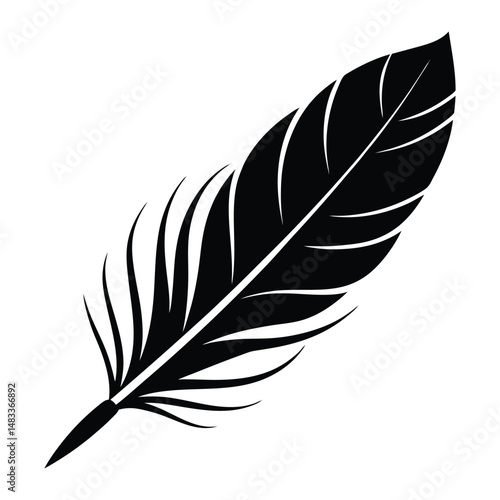 Feather silhouette light and delicate vector on white background