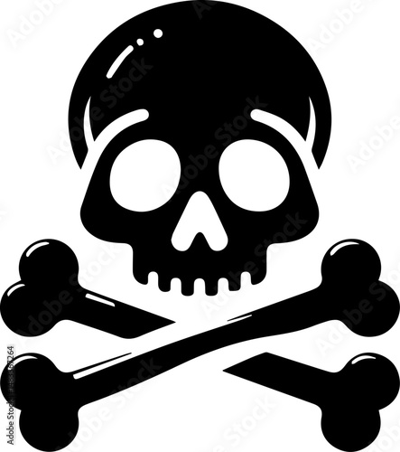 Skull and Crossbones Icon in Bold Black Style
