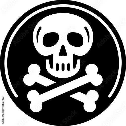 Skull and Crossbones Icon in Bold Black Style
