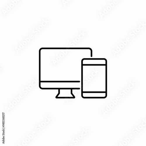 computer and mobile phone icon sign vector