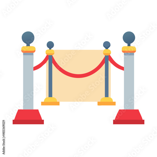 Red Carpet Barrier Icon Representing VIP Event Security and Crowd Control Setup