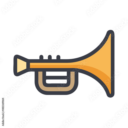 Trumpet Icon Representing Brass Musical Instrument Used in Jazz and Classical Music