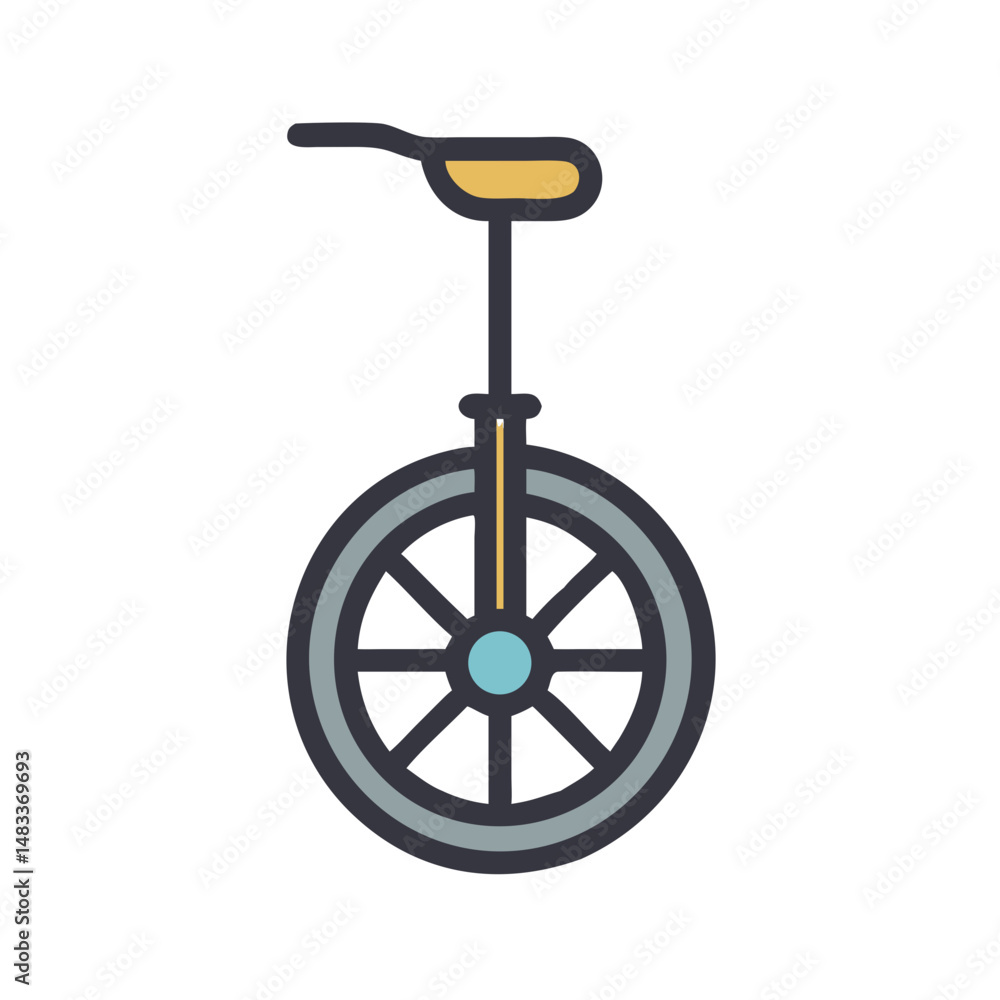 Unicycle Icon Representing Circus Performance and Balancing Entertainment Act Unicycle Icon Representing Circus Performance and Balancing Entertainment Act