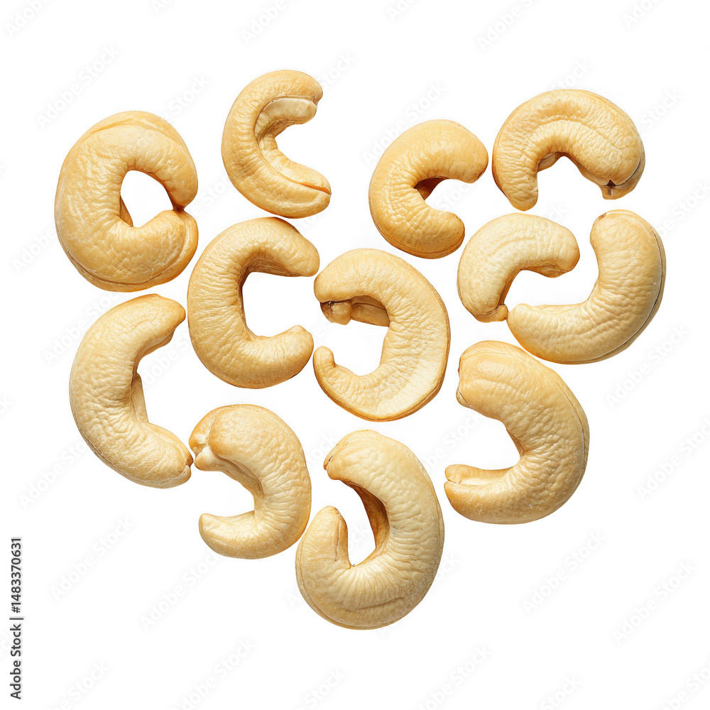 Obraz premium Pile of cashew nuts isolated on transparent background