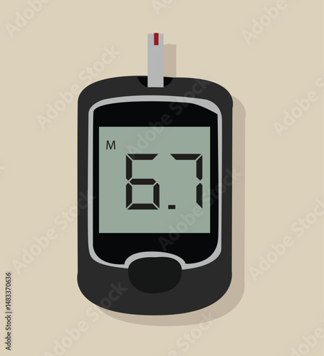 Checking blood sugar level by glucometer and test stripe at home.Medical Equipment for diabetes diagnosis. Blood glucose meter level test.