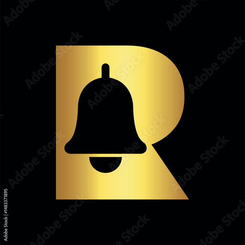 Cowbell Logo combine with letter R vector template