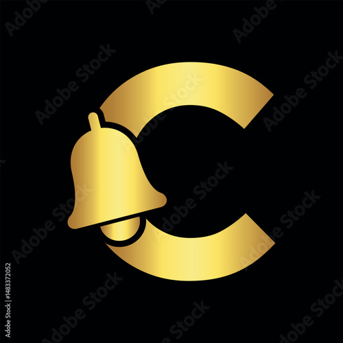 Cowbell Logo combine with letter C vector template