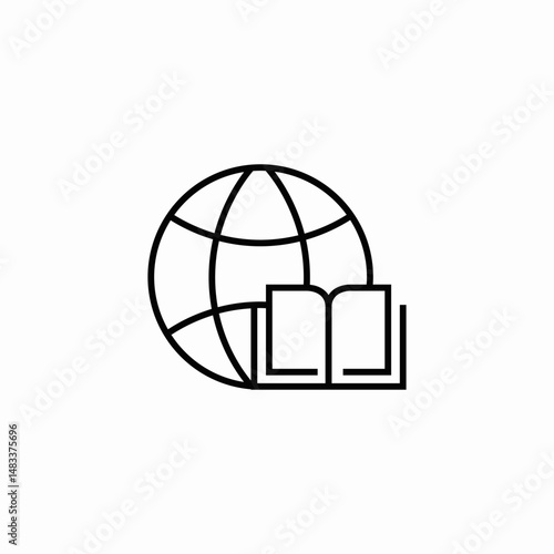 globe with open book icon sign vector