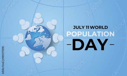 World Population Day. Celebrating Global Unity and Awareness on July 11th. Banner, cards, prints, social media, poster, flyer and background design template.