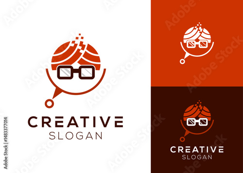 Technology teacher logo. Teacher with technology elements and stethoscope logo design