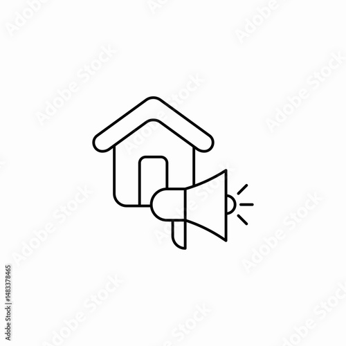 house with megaphone icon sign vector