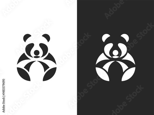 Abstract Geometric Panda Bear Logo Design Template, Panda Logo, Bear Logo Design, Geometric Animal Logo, Minimalist Panda Icon, Modern Bear Symbol