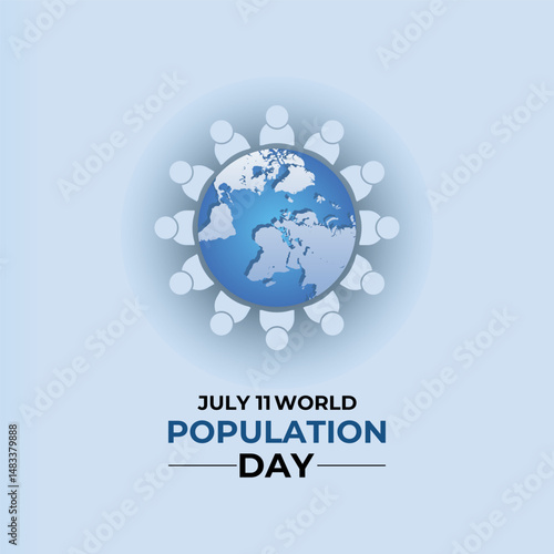 World Population Day. Celebrating Global Unity and Awareness on July 11th. Banner, cards, prints, social media, poster, flyer and background design template.