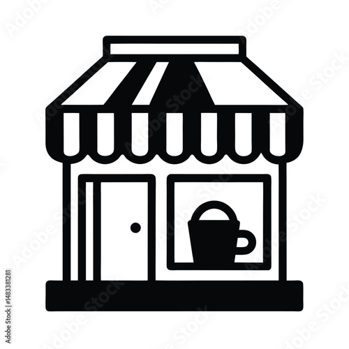 Small Business Shop Store Retail Coffee Shop Striped Awning Icon