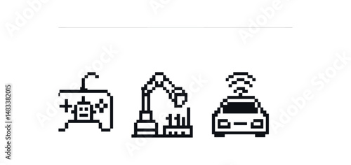 Wallpaper Mural Industrial automation and smart car pixel icons for technology vector icon isolated Torontodigital.ca