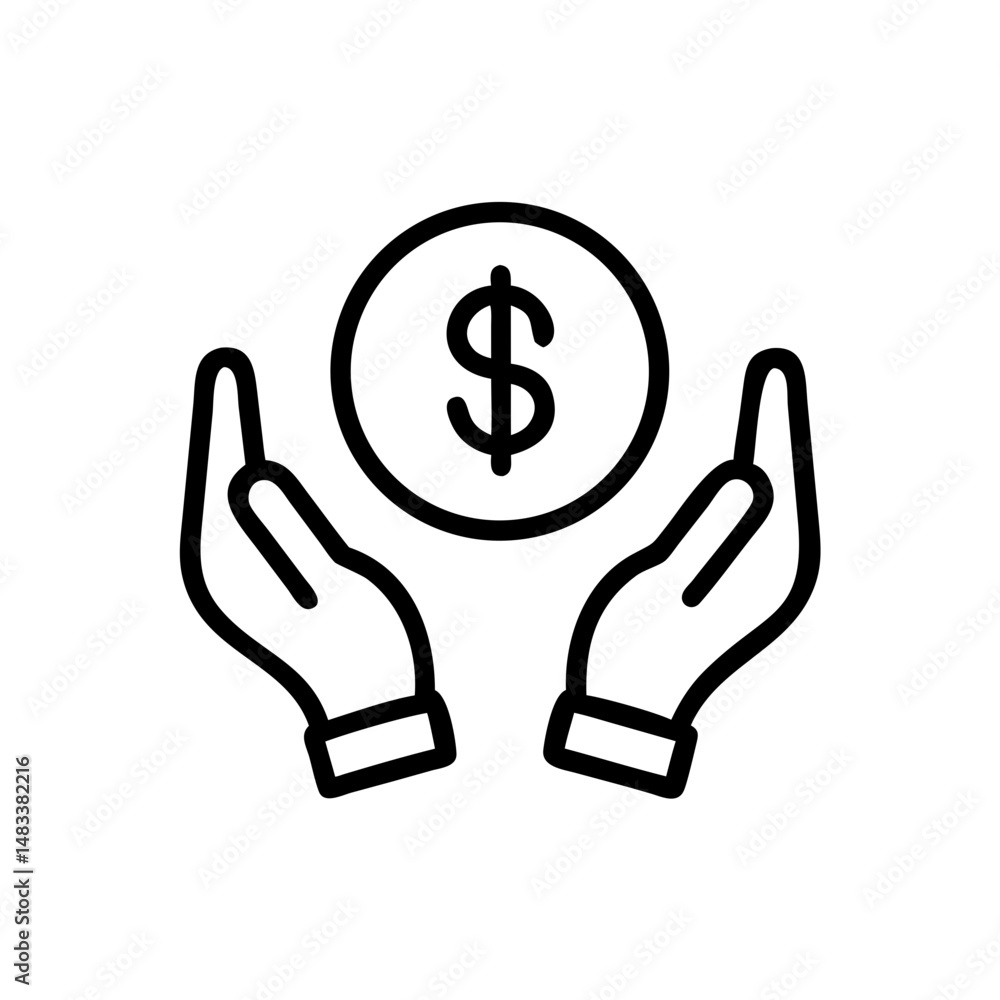 Hands Holding Dollar Symbol Icon – Financial Support and Donation Symbol Hands Holding Dollar Symbol Icon – Financial Support and Donation Symbol