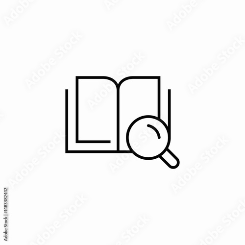 open book with magnifying glass icon sign vector
