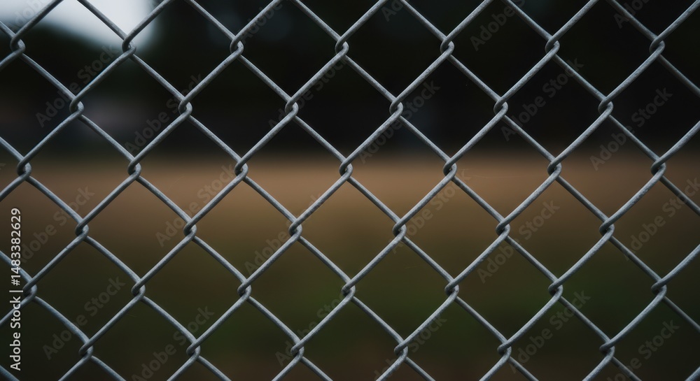 Fototapeta premium Chain link fence representing security and restriction with blurred background