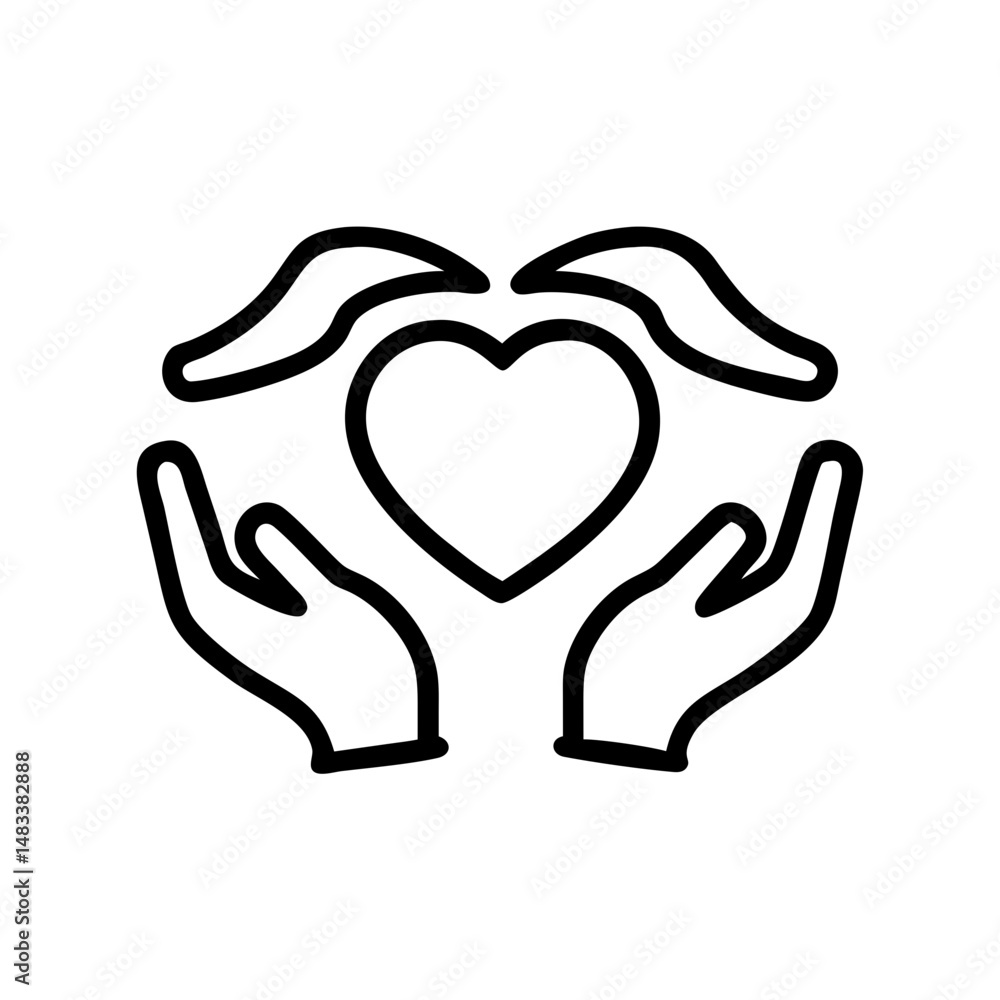 Hands Protecting Heart Icon Representing Emotional Care – Love and Support Symbol Hands Protecting Heart Icon Representing Emotional Care – Love and Support Symbol