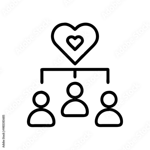 Heart Above Team Structure Icon Representing Team Spirit – Unity and Collaboration Symbol