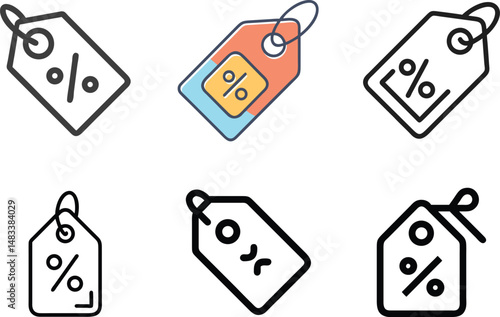 Discount Tag Icon Set For Sale, Price, And E-Commerce Design