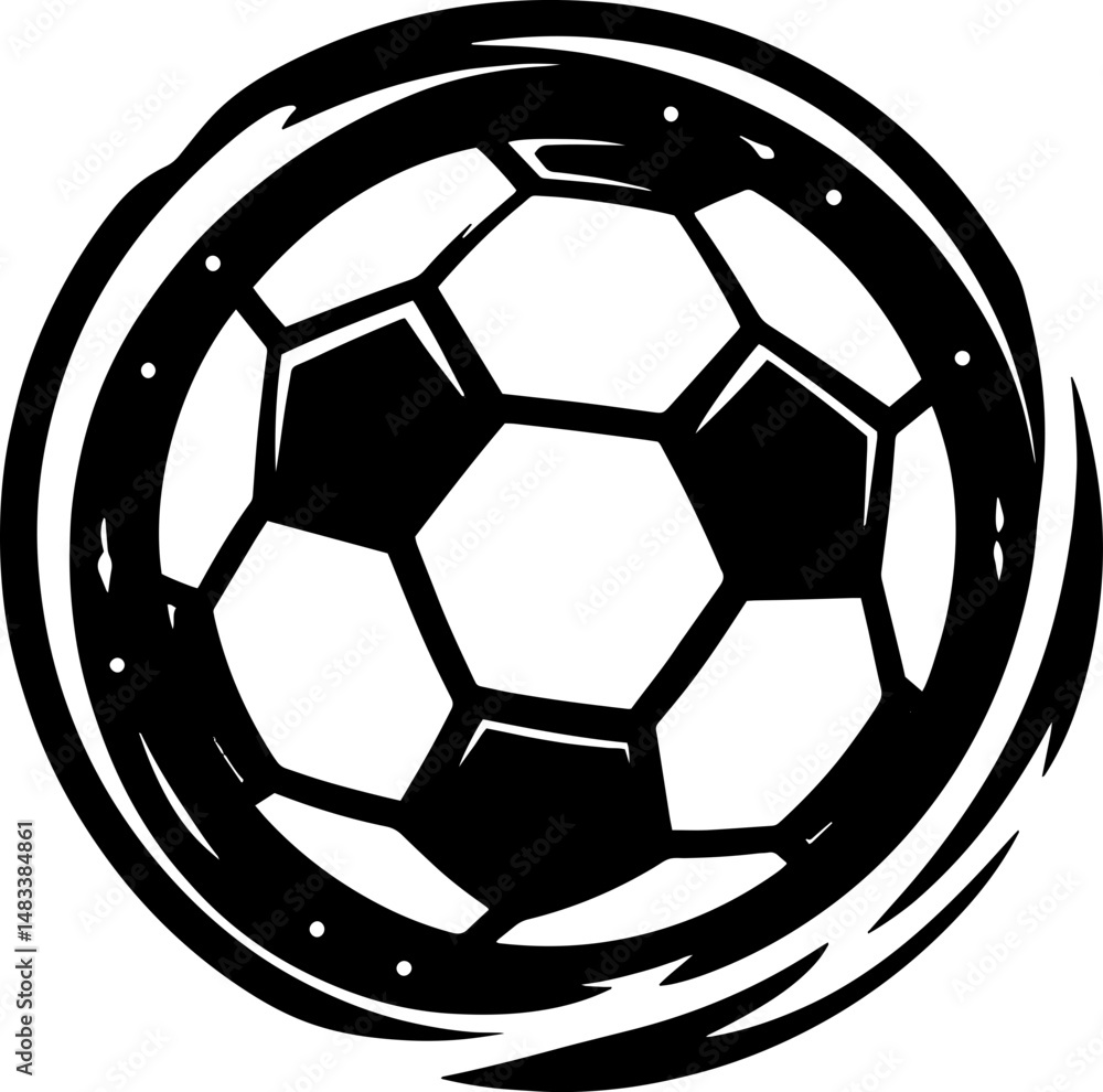 Obraz premium Football Logo Black and White Isolated on White Background