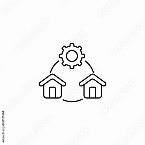 settings parameters two house network integration icon sign vector