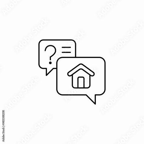 two speech bubbles question mark house text house talk icon sign vector