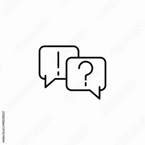 two speech bubbles with question and exclamation marks icon sign vector