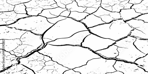  Dirty monochrome pattern vector.Grunge background of The ground cracks, fissure.
