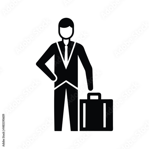 Businessman Icon Suit, Tie, Briefcase, Professional, Corporate, Office, Travel, Work, Job, Employmen