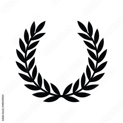 Black Laurel Wreath Symbol Victory, Achievement, Award, Honor, Glory, Triumph, Success, Celebration,