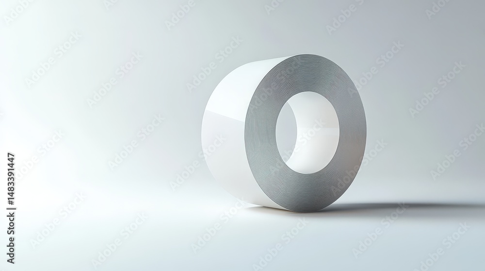 Abstract three-dimensional white cylindrical form.