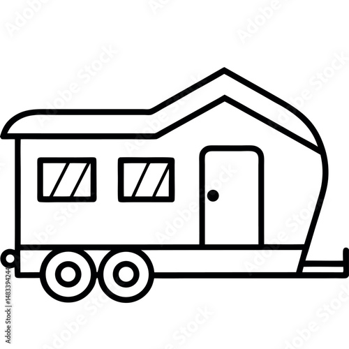 Clean Line Art Mobile Home Icon for Modern Travel and Living Solutions