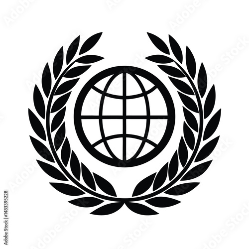 Global Achievement Award Laurel Wreath, World Globe, Success