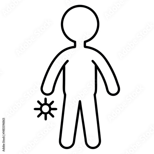 Cold Icon – Black Line Illustration of Runny Nose and Sore Throat