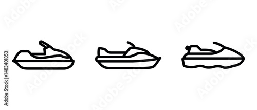 jet-ski outline or line icon design bundle.