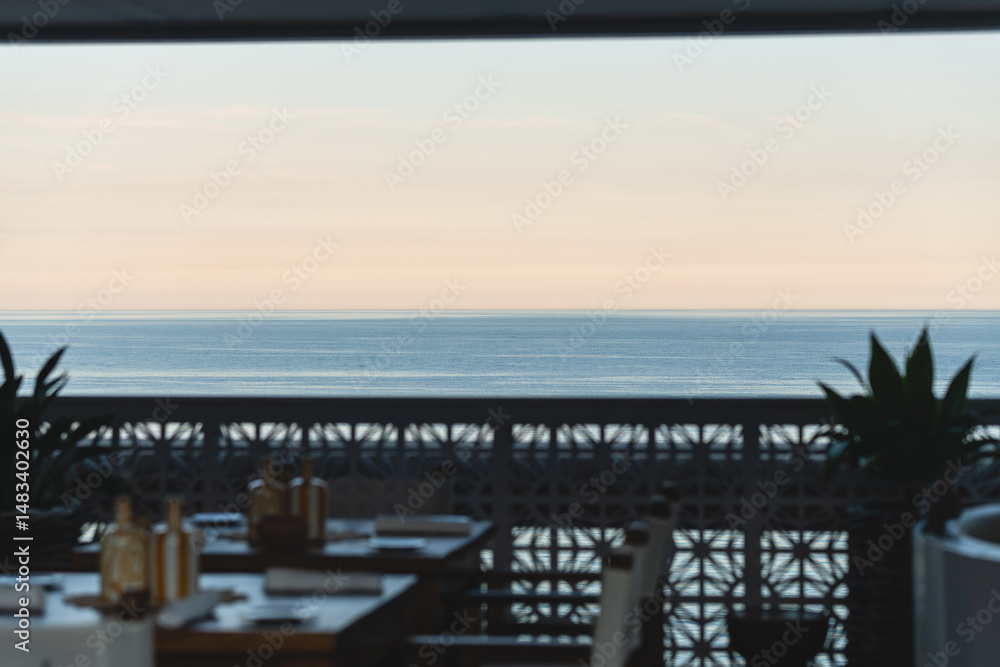 Obraz premium Sunset over the sea | Beach Balcony 