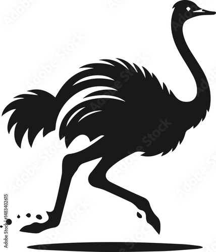 Vector ostrich isolated black silhouette