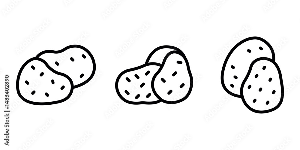 Naklejka premium potato outline or line icon design bundle.