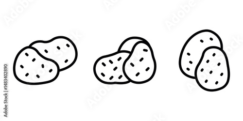 potato outline or line icon design bundle.