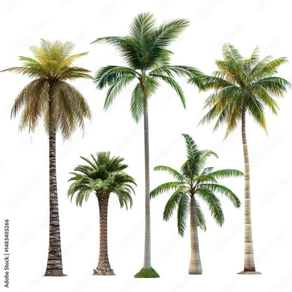 Obraz premium Palm tree collection isolated on white background