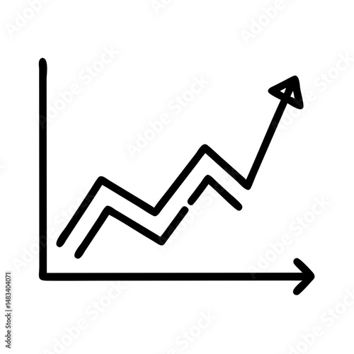Line Graph with Peaks Icon – Data Trends, Analytics, and Growth Chart Symbol Illustration