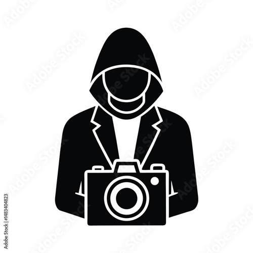 Anonymous Photographer, Hooded Figure, Camera, Black, Silhouette, Secret, Mystery, Image, Surveillan