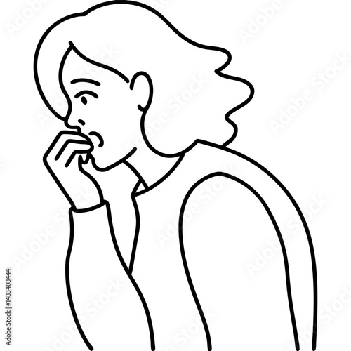 Flu Icon – Person Sneezing and Coughing in Thin Line Design
