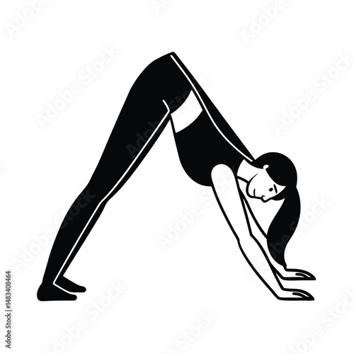 Pregnant Woman Doing DownwardFacing Dog Yoga Pose Fitness